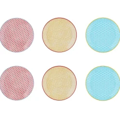 Best Bjorn 6 Assiettes à dessert Pattern Color bleu clair/rouge/jaune - D.21 cm