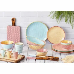 Best Bjorn 6 Assiettes à dessert Pattern Color bleu clair/rouge/jaune - D.21 cm