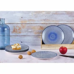 Bjorn 6 Assiettes à dessert Pattern Dark blue bleu foncé - D.21 cm