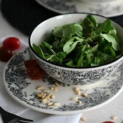 Best Novastyl 6 Assiettes À DessertFlorali 19.5Cm En GrèsDécor Noir