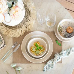 Novastyl 6 Assiettes CoupesArita 15Cm En Grès Beige