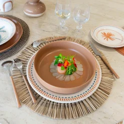 Novastyl 6 Assiettes CoupesArita 20.5Cm En GrèsMarron