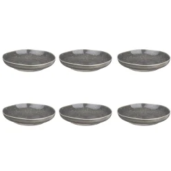 Bjorn 6 Assiettes creuses en Grès Stellar gris/anthracite - D.22.5 cm