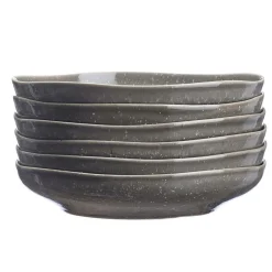 Bjorn 6 Assiettes creuses en Grès Stellar gris/anthracite - D.22.5 cm