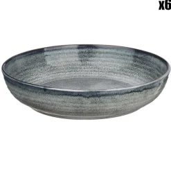 Bjorn 6 Assiettes creuses en Grès Zen gris/bleu - D.22.5 cm