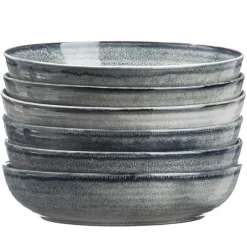 Bjorn 6 Assiettes creuses en Grès Zen gris/bleu - D.22.5 cm