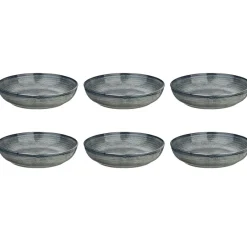 Bjorn 6 Assiettes creuses en Grès Zen gris/bleu - D.22.5 cm
