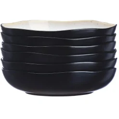 Bjorn 6 Assiettes creuses en Grès Iris blanc/ivoire - D.22.5 cm