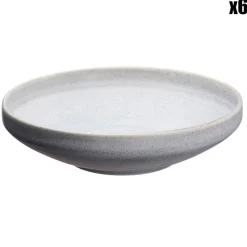 Bjorn 6 Assiettes creuses en Grès Stone gris clair - D.20 cm