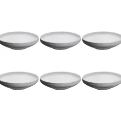 Bjorn 6 Assiettes creuses en Grès Stone gris clair - D.20 cm