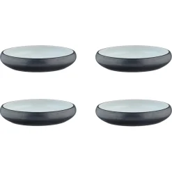 Best Bjorn 4 Assiettes creuses en Grès Gorumet blanc granité/noir onyx - D.21,5 cm