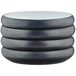 Best Bjorn 4 Assiettes creuses en Grès Gorumet blanc granité/noir onyx - D.21,5 cm