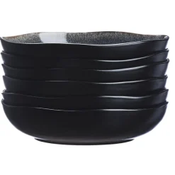 New Bjorn 6 Assiettes creuses en Grès Iris bleu foncé - D.22.5 cm