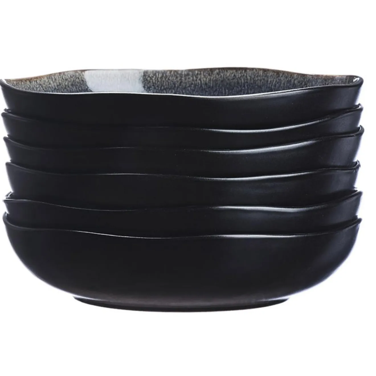 New Bjorn 6 Assiettes creuses en Grès Iris bleu foncé - D.22.5 cm