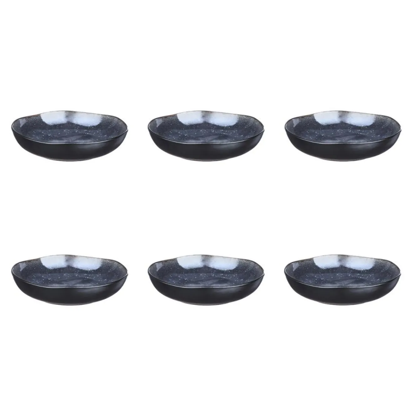 New Bjorn 6 Assiettes creuses en Grès Iris bleu foncé - D.22.5 cm