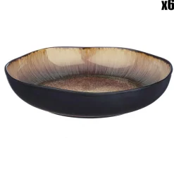 Outlet Bjorn 6 Assiettes creuses en Grès Iris beige/marron - D.22.5 cm