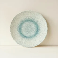 Novastyl 6 Assiettes CreusesAqua 21Cm En PorcelaineBlanc Et Bleu