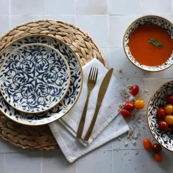 Novastyl 6 Assiettes CreusesHéraclée 20Cm En GrèsDécor Bleu