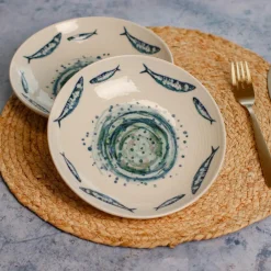 Novastyl 6 Assiettes CreusesSardine 21.5Cm EnFaience