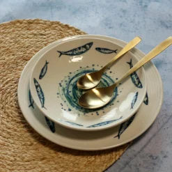 Novastyl 6 Assiettes CreusesSardine 21.5Cm EnFaience