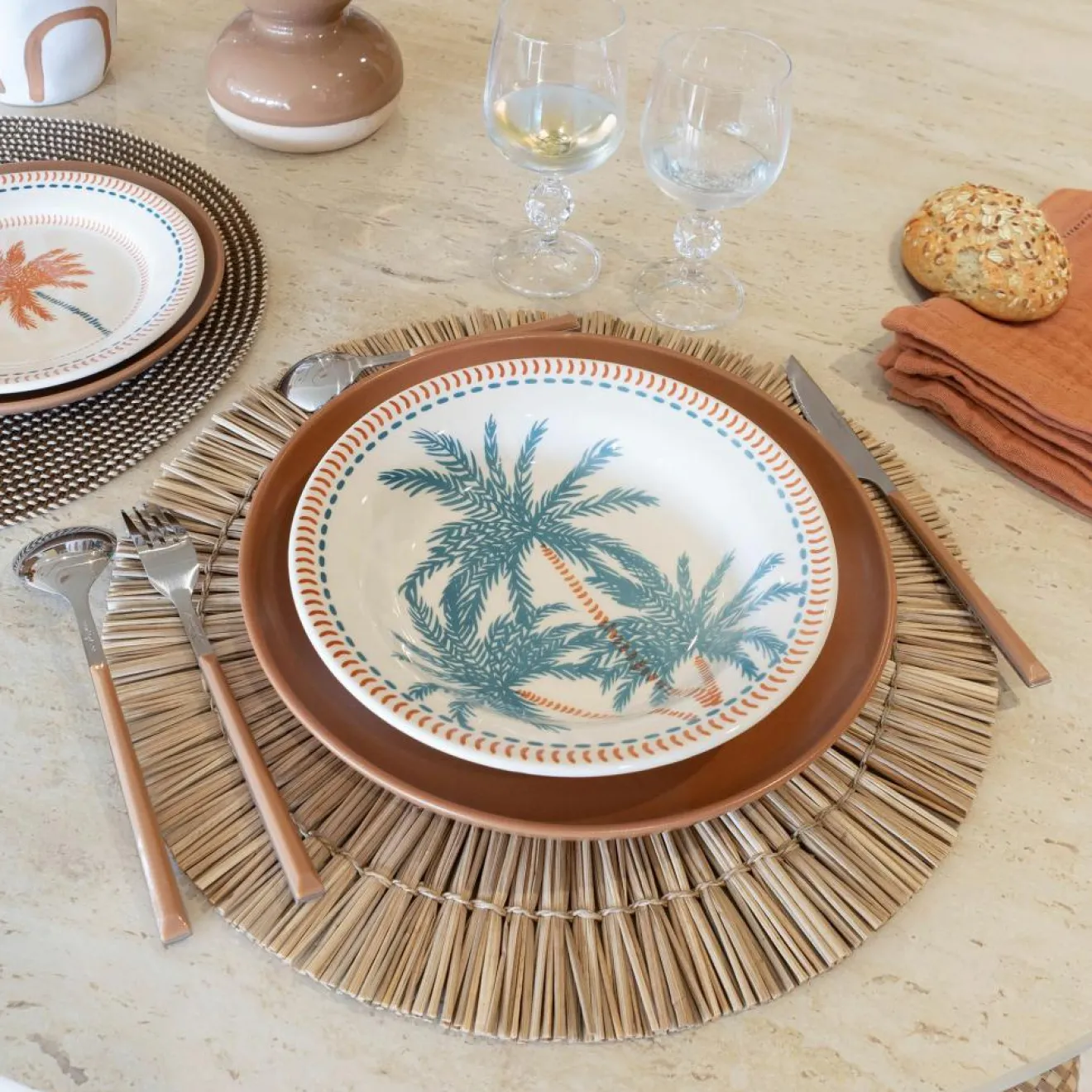 Novastyl 6 Assiettes CreusesTropique 21.5Cm En Grès