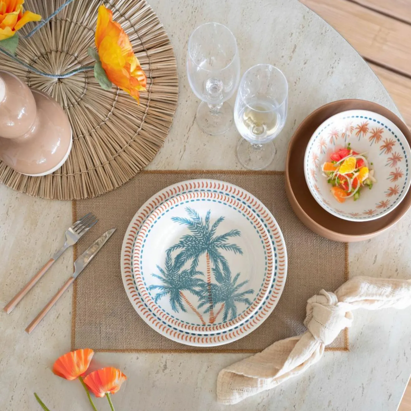 Novastyl 6 Assiettes CreusesTropique 21.5Cm En Grès