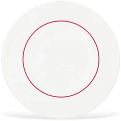 Fauchon 6 Assiettes dessert en Porcelaine Ligne blanches - D.22 cm