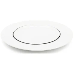 Fauchon 6 Assiettes dessert en Porcelaine Ligne blanches - D.22 cm