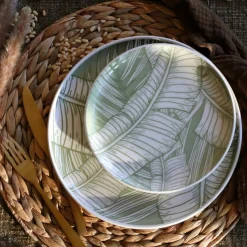 Novastyl 6 Assiettes DessertLeaves 20Cm En Grès Vert