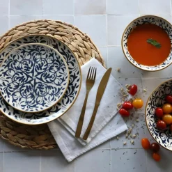 Discount Novastyl 6 Assiettes DessertsHéraclée 19Cm En GrèsDécor Bleu