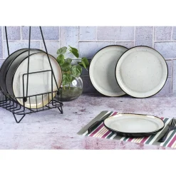 Bjorn 6 Assiettes en Grès dessert Iris blanc/ivoire - D.21.5 cm