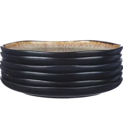 Bjorn 6 Assiettes en Grès dessert Iris beige/marron - D.21.5 cm