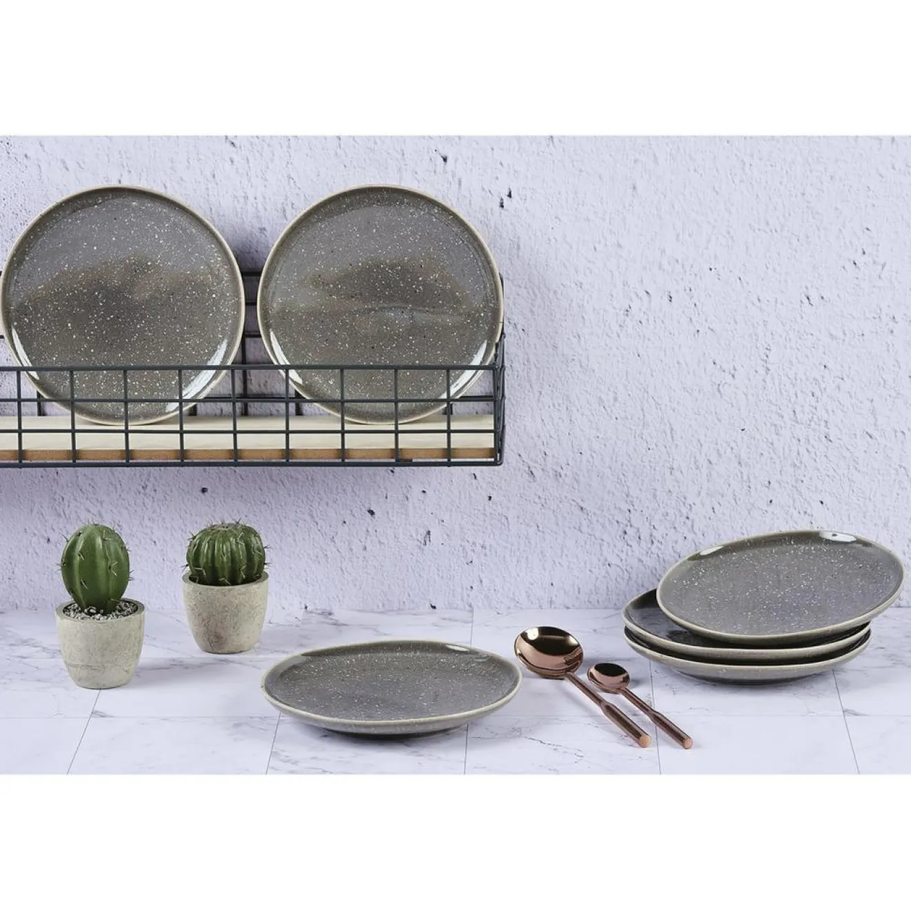 Online Bjorn 6 Assiettes en Grès dessert Stellar gris/anthracite - D.22 cm