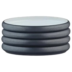 Clearance Bjorn 4 Assiettes en Grès Gourmet blanc granité/noir onyx - D.15 cm