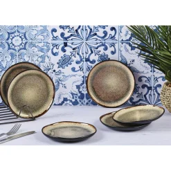 Discount Bjorn 6 Assiettes en Grès Iris beige/marron - D,16 cm
