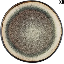 Discount Bjorn 6 Assiettes en Grès Iris beige/marron - D,16 cm