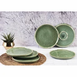 Bjorn 6 Assiettes en Grès Magma vertes - D.20 cm