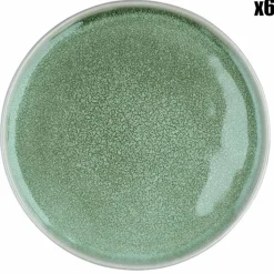 Bjorn 6 Assiettes en Grès Magma vertes - D.20 cm