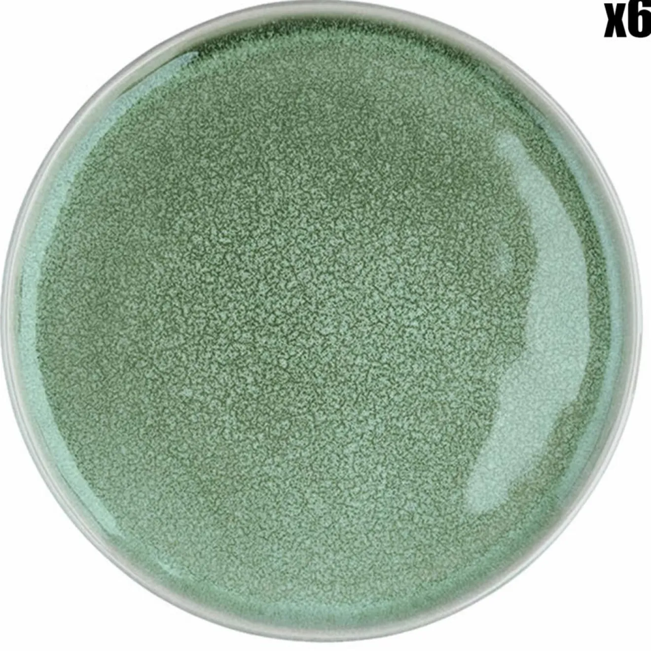 Bjorn 6 Assiettes en Grès Magma vertes - D.20 cm