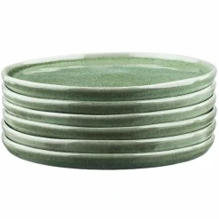 Bjorn 6 Assiettes en Grès Magma vertes - D.20 cm
