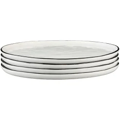 Clearance Bjorn 4 Assiettes en Grès Napoli blanc neige - D.27 cm