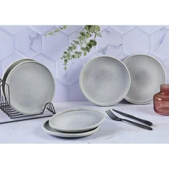 Discount Bjorn 6 Assiettes en Grès Stone gris clair - D.19 cm