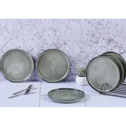 Bjorn 6 Assiettes en Grès Zen gris/bleu - D.17 cm