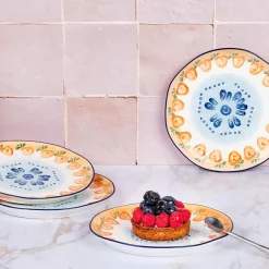 Bjorn 4 Assiettes en Porcelaine Napoli multicolores - D.20 cm