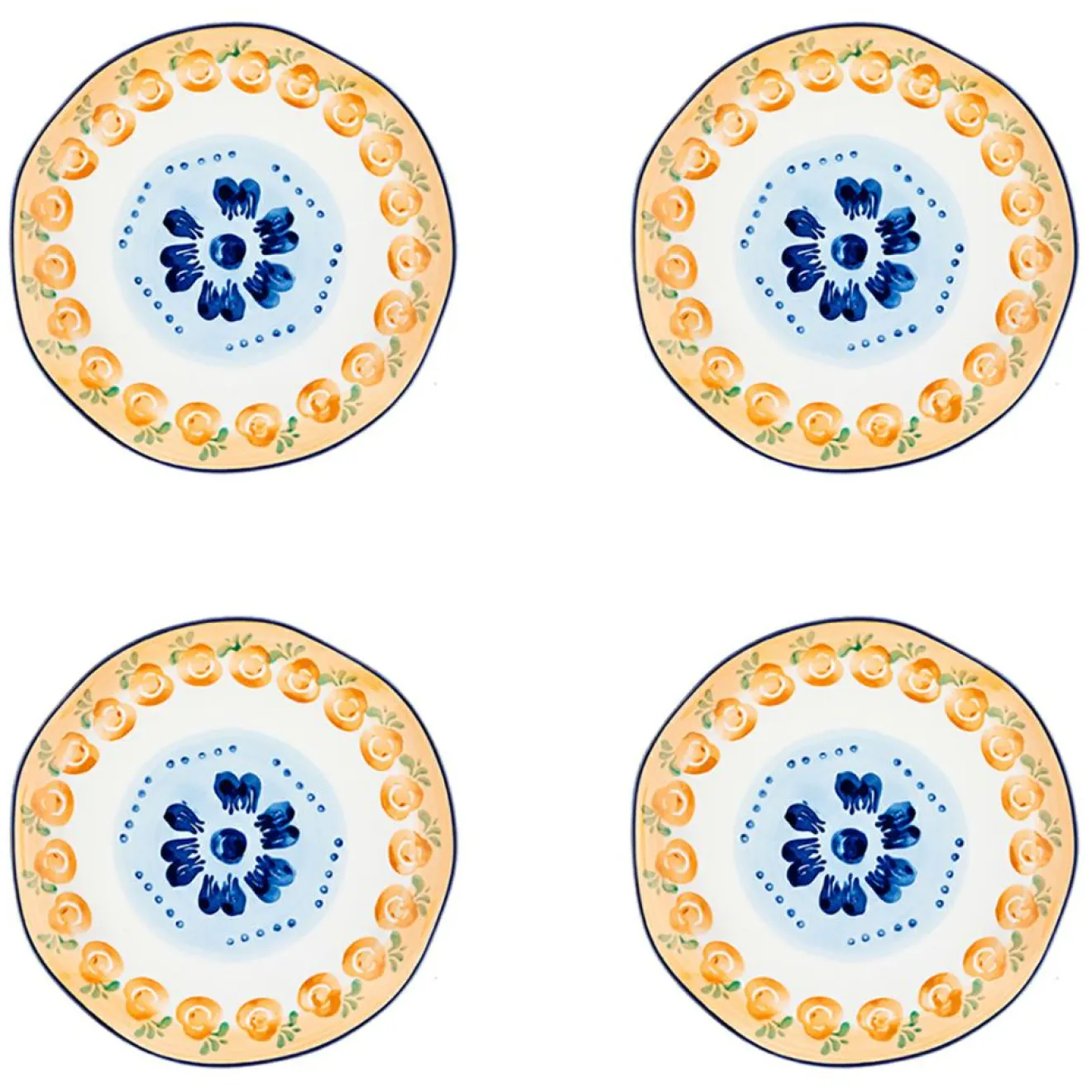 Bjorn 4 Assiettes en Porcelaine Napoli multicolores - D.20 cm