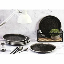 Clearance Bjorn 6 Assiettes Moon noires - D.28.5 cm