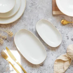 Novastyl 6 Assiettes OvalesNuance 23.5X13.5Cm EnPorcelaine Blanc