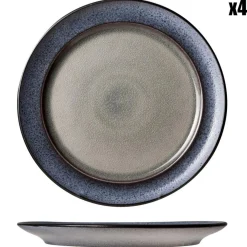 Cosy & Trendy 4 Assiettes plates en Grès Provence gris/bleu - D.26 cm
