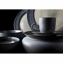 Cosy & Trendy 4 Assiettes plates en Grès Provence gris/bleu - D.26 cm