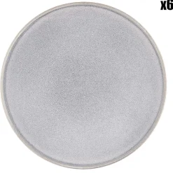 Bjorn 6 Assiettes plates en Grès Stone gris clair - D.27.5 cm